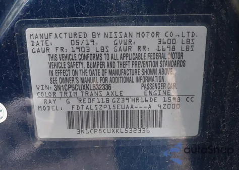 2019 Nissan Kicks Sv из США, поврежденный, VIN 3N1CP5CUXKL532336